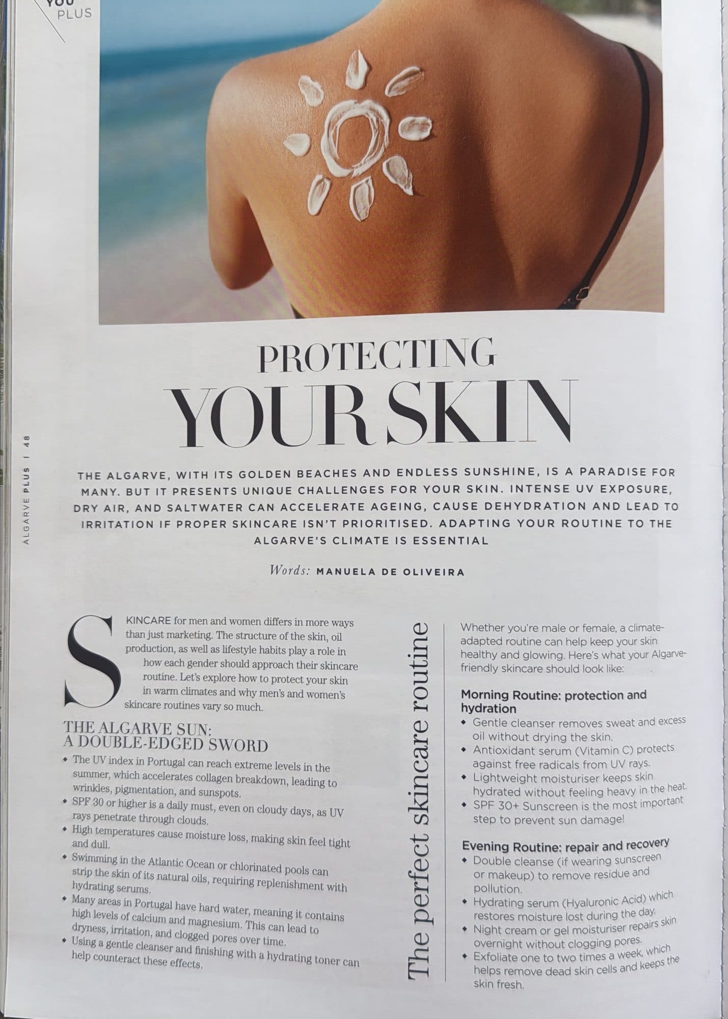 Column: Protecting Your Skin · adapting your skincare routine to the Algarve · AlgarvePLUS Magazine